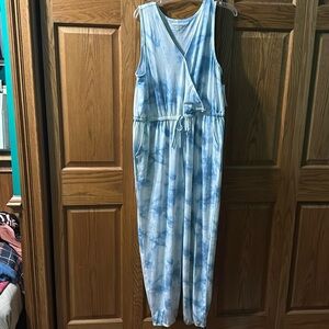 Jumpsuit new size xl brand is uncover tiedye blue and white